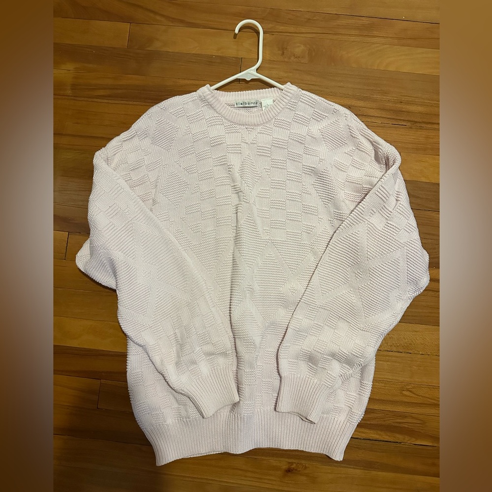 Claiborne Light Pink Textured Sweater - vintage